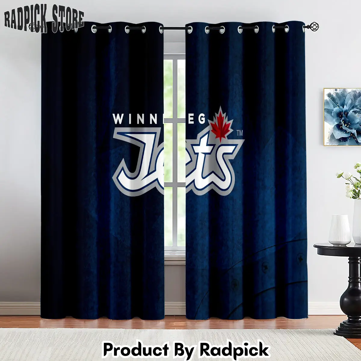 Radpick winnipeg jets hockey league curtains drapes for window treatment set 5 rp85229